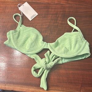 Monday swimwear green Textured Bikini Top